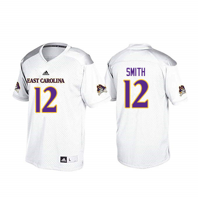 Men #12 Xavier Smith ECU Pirates College Football Jerseys Sale-White